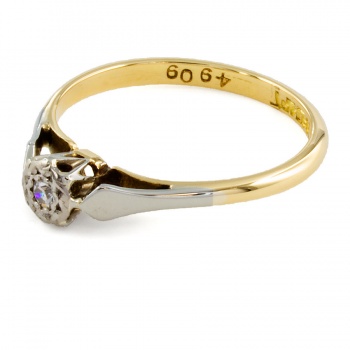 18ct gold & Platinum Diamond solitaire Ring size L